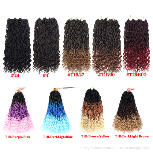boho goddess locs crochet hair Cheap Crochet Braid Hair Synthetic Braids Faux Locs Curly Crotchet Hair Extensions Goddess Locs